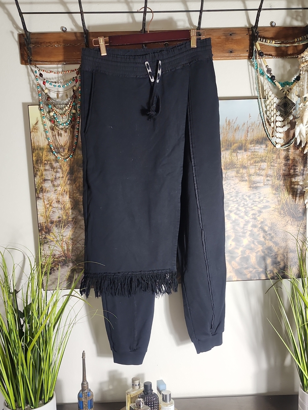 Damir Doma Black Fringe Sweatpants Joggers